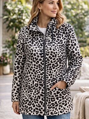 Dana Buchman Leopard Print Water-Resistant Jacket – Size Medium LIKE NEW